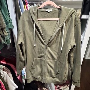 Z Supply Green Hooded Academy Zip-Up Jacket